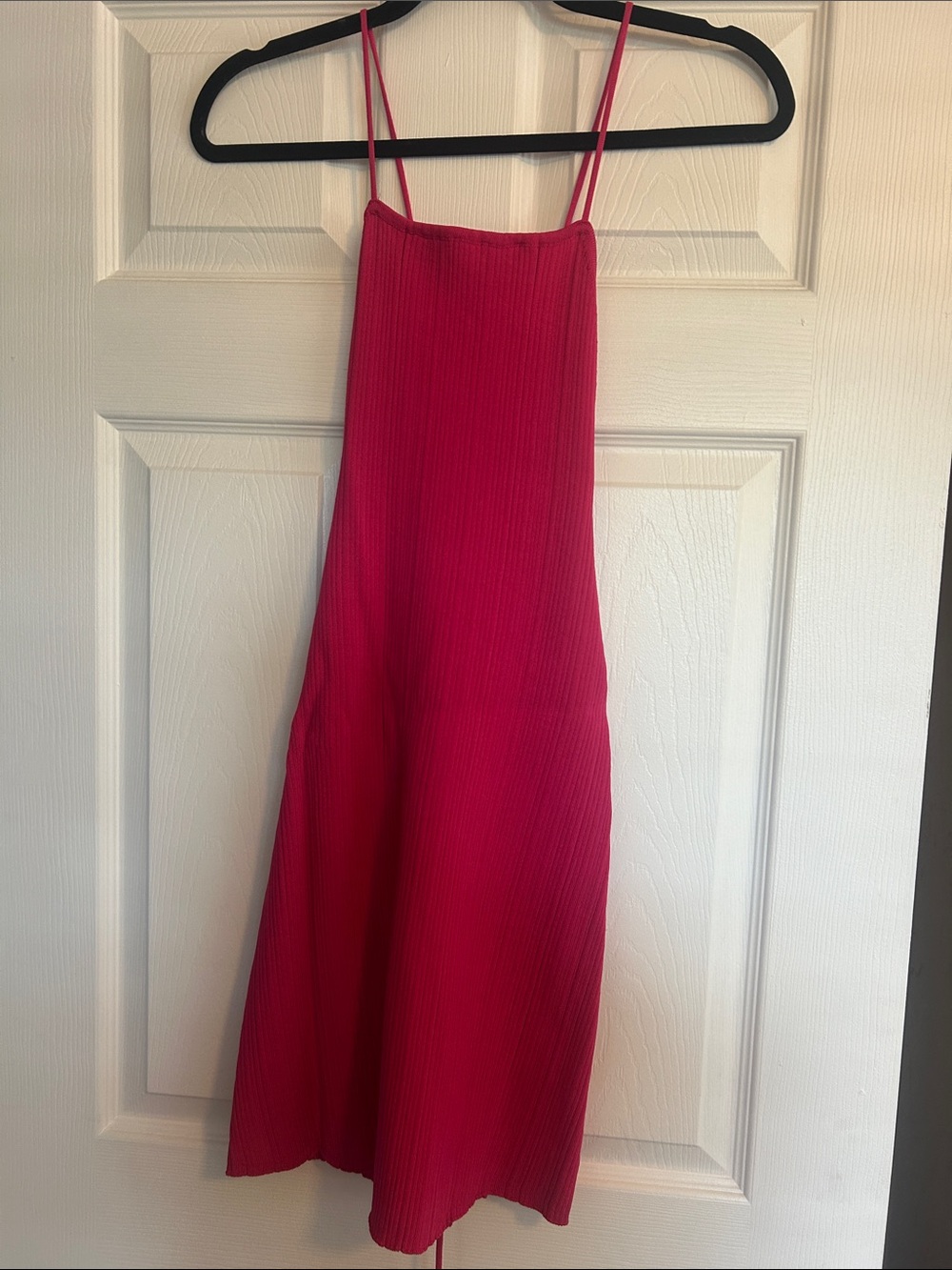 Lucca Couture Vibrant Pink Ribbed Midi Slip Dress